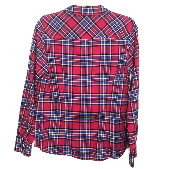 NWOT J. Crew Red Classic Plaid Button Down Shirt M - Picture 5 of 7